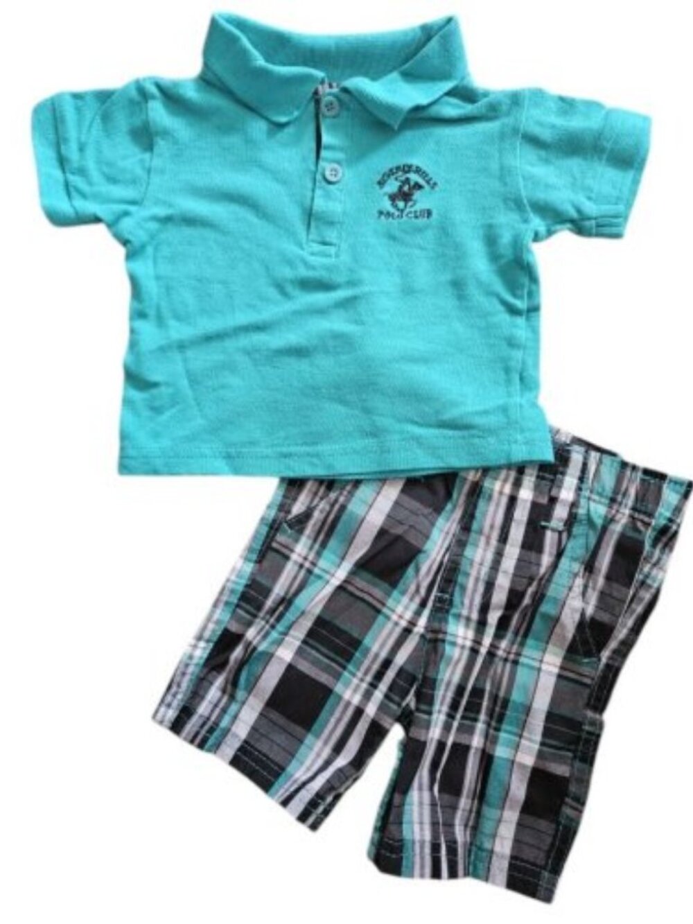 BEVERLY HILLS POLO CLUB Green and Black Short Set Boys 12 months